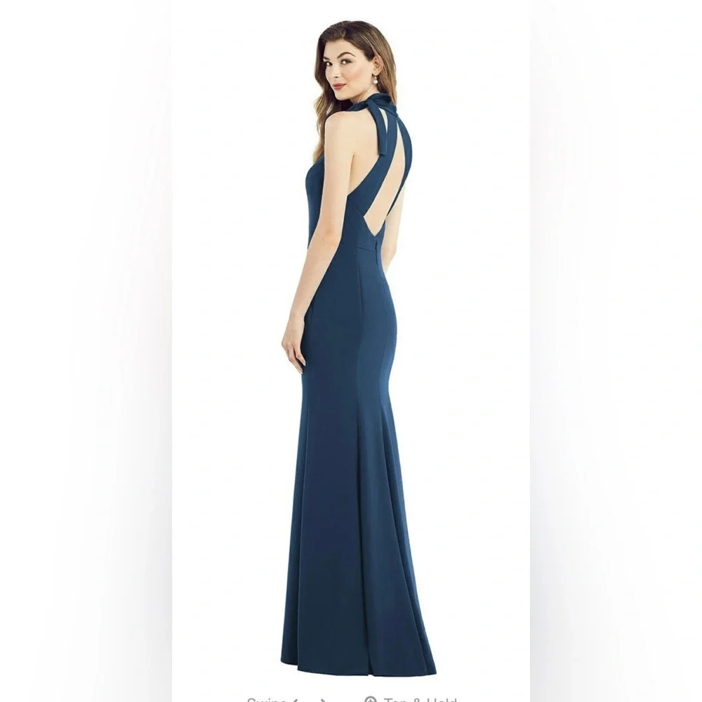 After Six 6827 Bow-Neck Open-Back Trumpet Gown in IVORY - Picture 2 of 8
